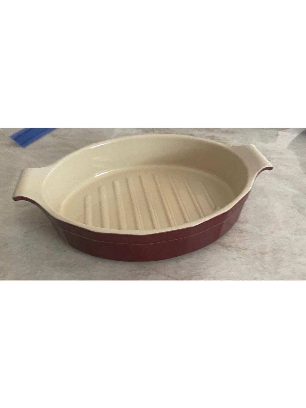 Emile Henry Williams Sonoma large Maroon red oval baker